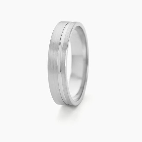 Alliance Mat Et Brillant Liseret Ruban Plat Palladium Blanc - Alliances Homme | Histoire d’Or
