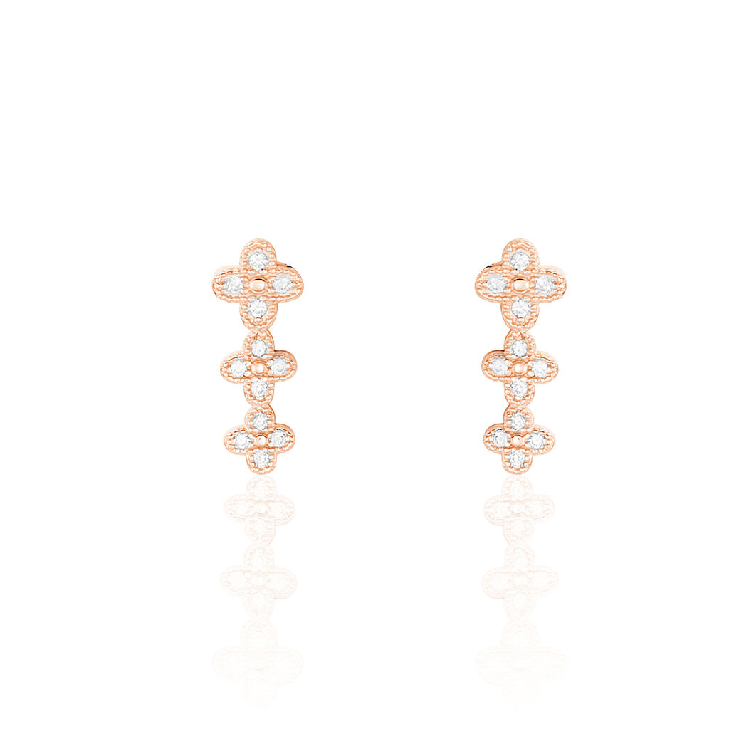 Bijoux D'oreilles Angellina Argent Rose Oxyde De Zirconium - Boucles d'oreilles fantaisie Femme | Histoire d’Or