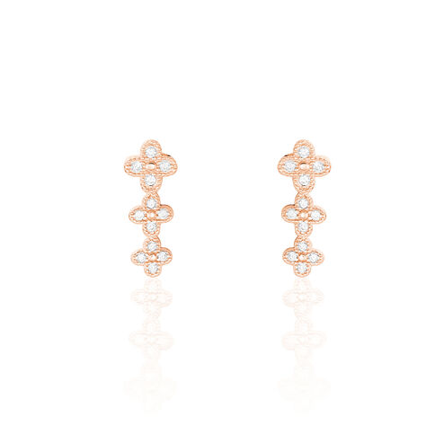 Bijoux D'oreilles Angellina Argent Rose Oxyde De Zirconium - Boucles d'oreilles fantaisie Femme | Histoire d’Or