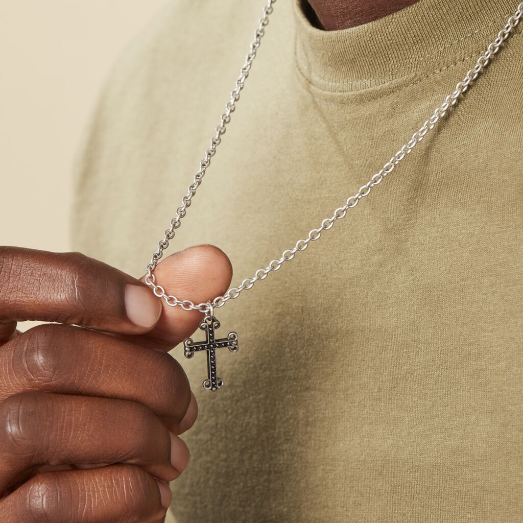 Collier Jodoc Acier Blanc - Colliers fantaisie Homme | Histoire d’Or