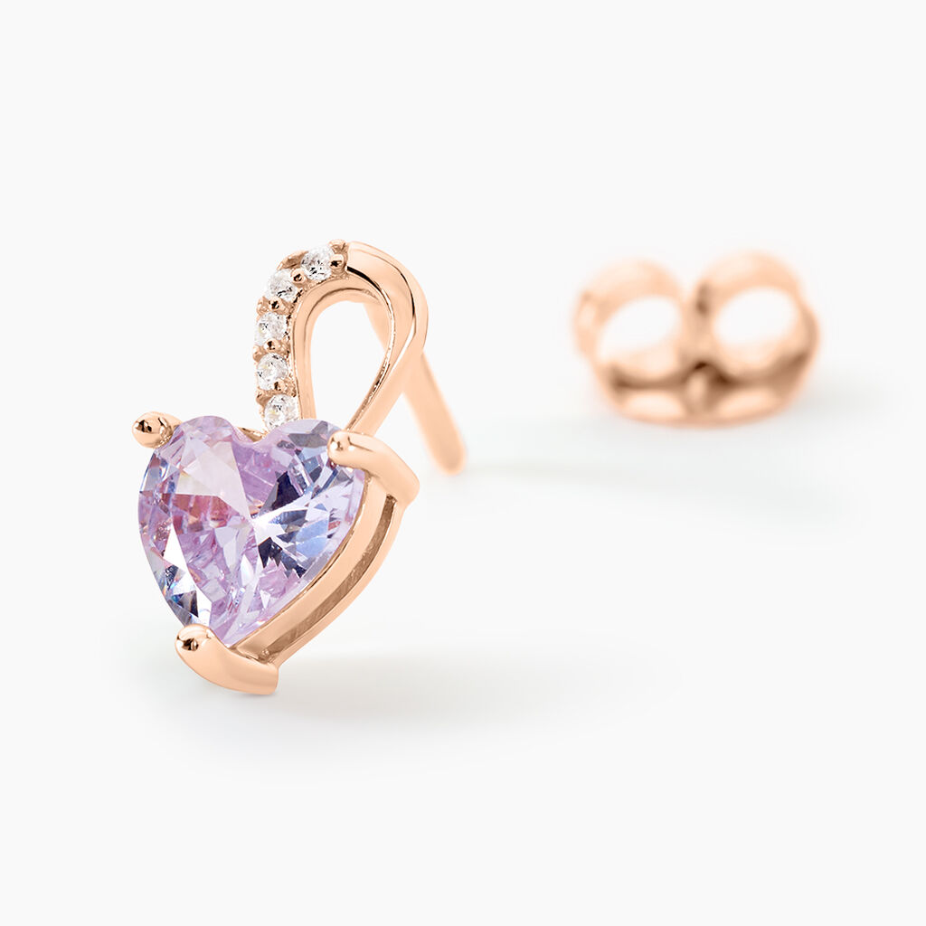 Boucles D'oreilles Puces Atieno Argent Rose Oxyde De Zirconium - Boucles d'oreilles fantaisie Femme | Histoire d’Or