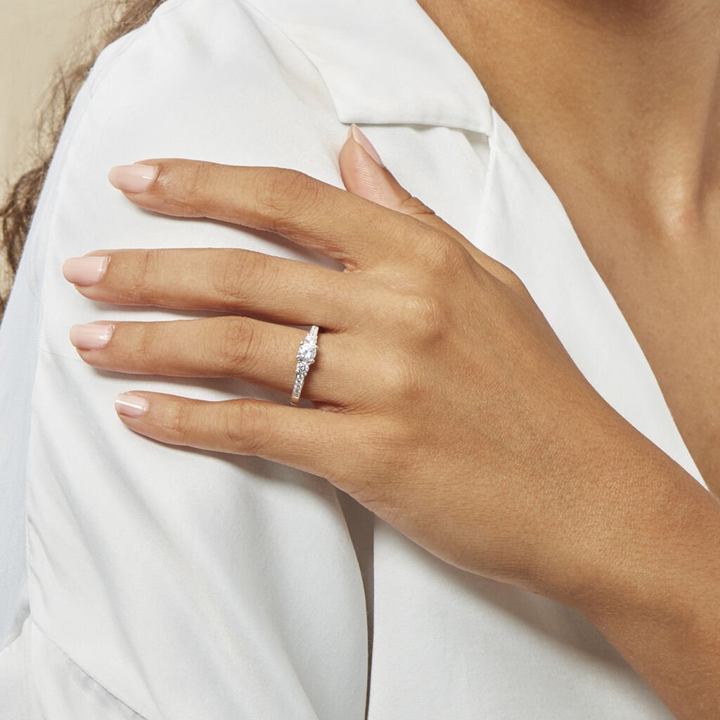 Bague Marie-angelina Argent Blanc Oxyde De Zirconium - Bagues avec pierre Femme | Histoire d’Or
