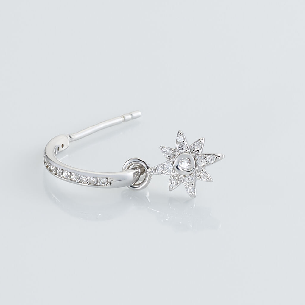Créole Unitaire Ancelin Rondes Argent Blanc Oxyde De Zirconium - Boucles d'oreilles créoles Femme | Histoire d’Or