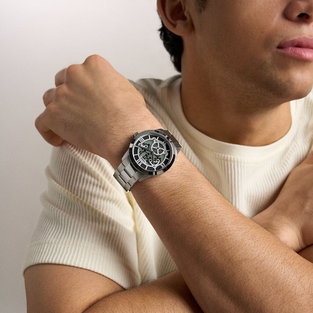 Montre Fossil Bic Tic Tourbillon Argent&eacute; - F&ecirc;te des p&egrave;res Homme | Histoire d&rsquo;Or