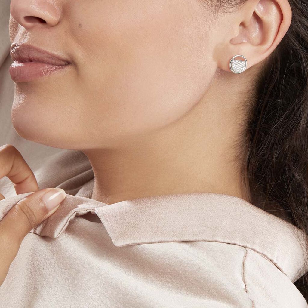 Boucles D'oreilles Puces Laetizia Clara Argent  Oxyde De Zirconium - Boucles d'oreilles fantaisie Femme | Histoire d’Or