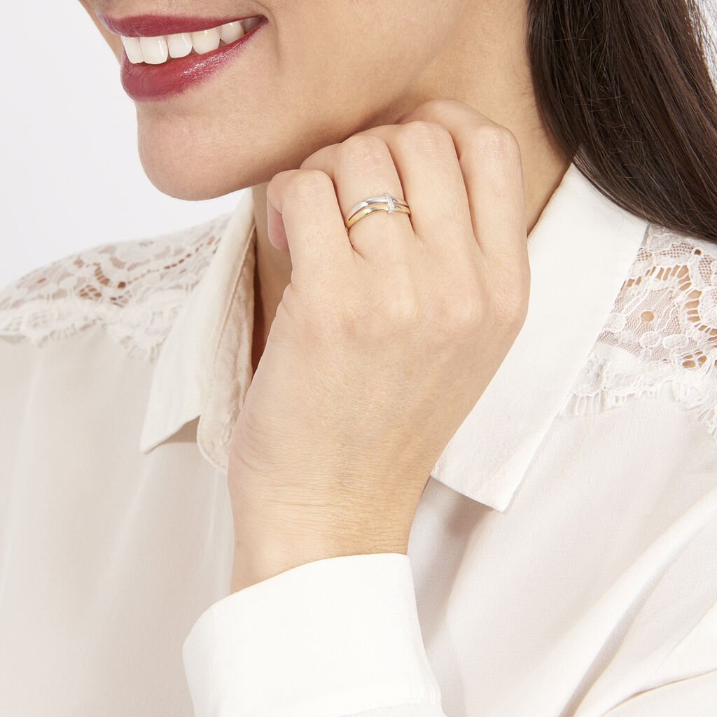 Bague Lisella Or Bicolore Diamant - Bagues avec pierre Femme | Histoire d&rsquo;Or