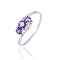 Bague Chloe Or Blanc Amethyste Et Oxyde De Zirconium