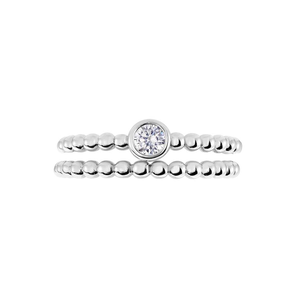Duo De Bagues Roseli Argent Blanc Oxyde De Zirconium - Bagues solitaires Femme | Histoire d&rsquo;Or