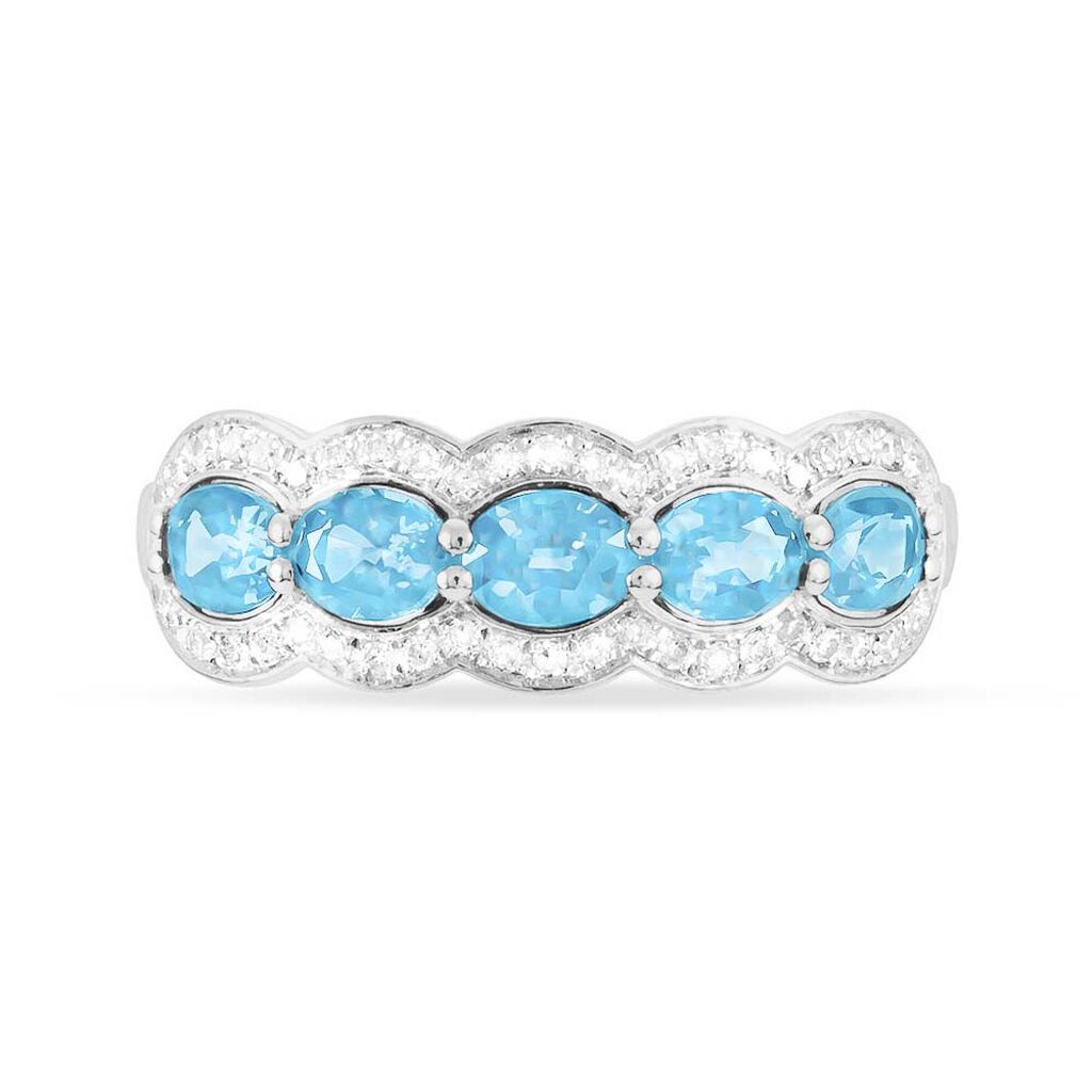 Bague Margaux Or Blanc Topaze Et Diamant - Bagues avec pierre Femme | Histoire d’Or