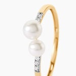 Bague Primo Or Jaune Perle De Culture Et Oxyde De Zirconium - Bagues solitaires Femme | Histoire d&rsquo;Or