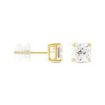 Boucles D'oreilles Puces Doreen Carre Or Jaune Oxyde De Zirconium - Clous d'oreilles Femme | Histoire d&rsquo;Or