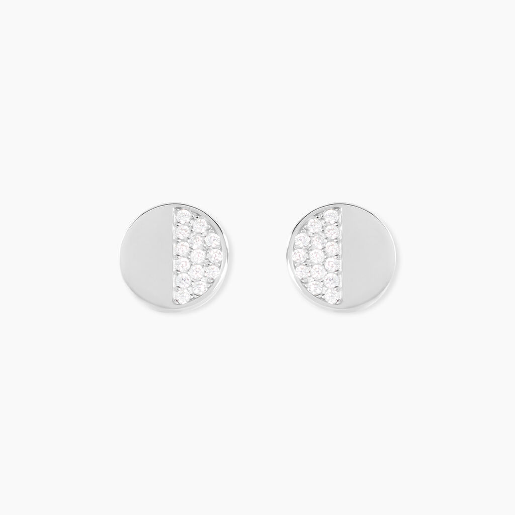 Boucles D'oreilles Puces Argent Blanc Viviano Oxydes De Zirconium - Boucles d'oreilles fantaisie Femme | Histoire d’Or