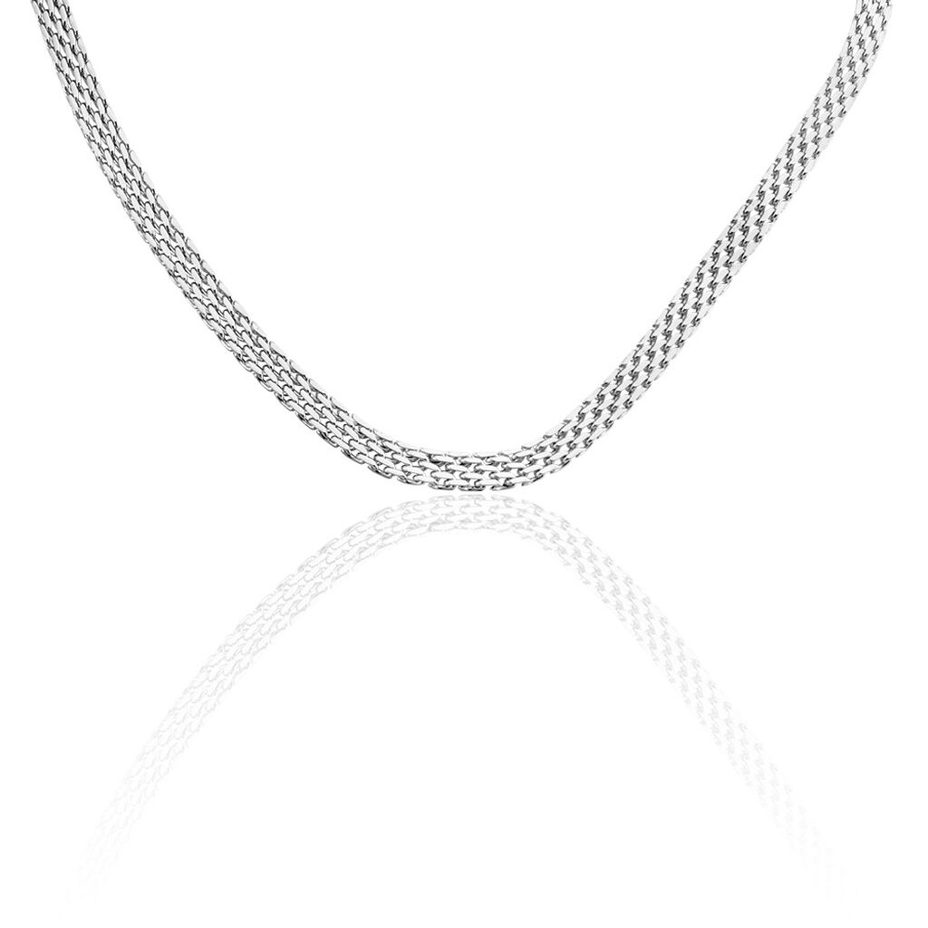 Collier Metropolitan Maille Fantaisie Acier Blanc - Colliers fantaisie Femme | Histoire d’Or
