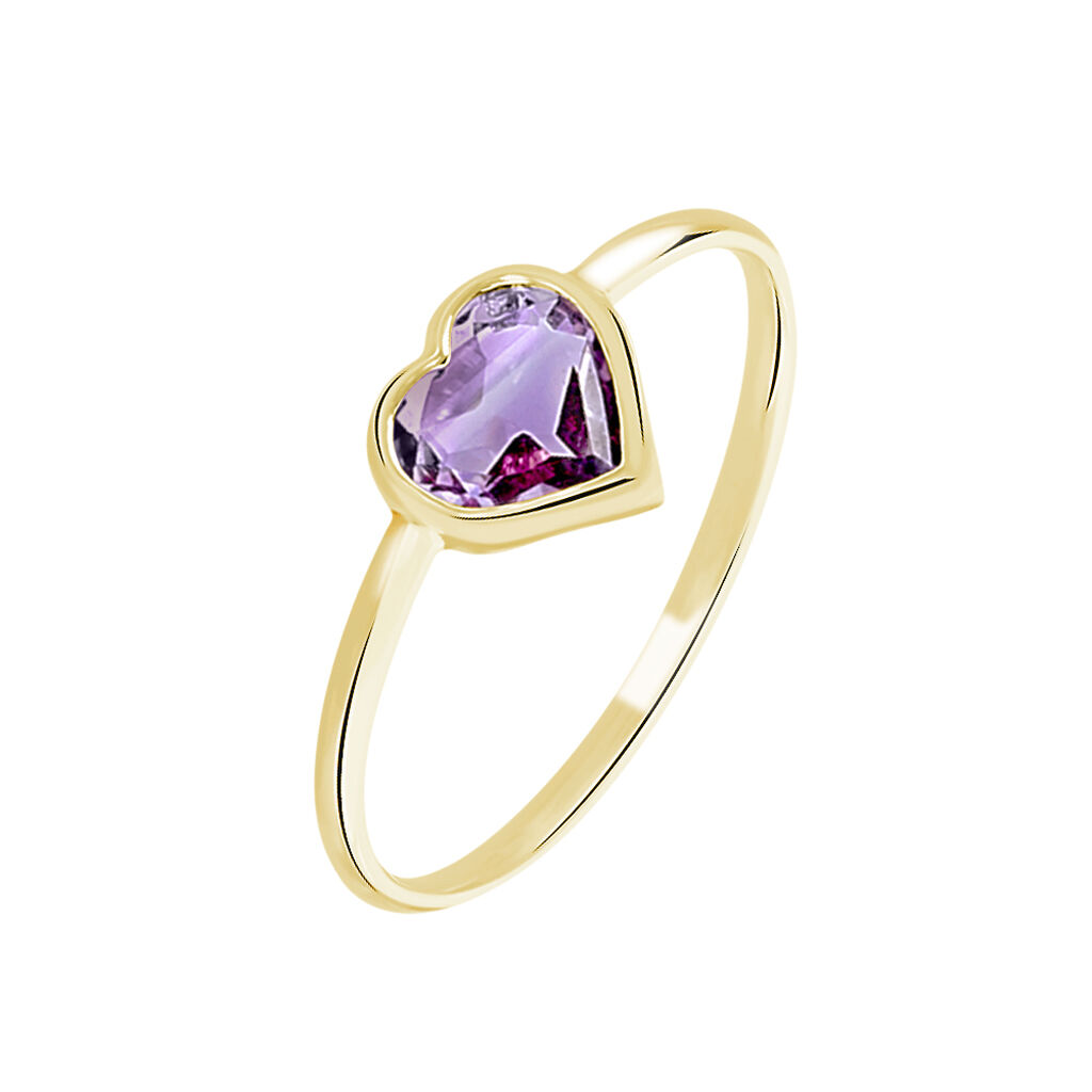 Bague Marsie Or Jaune Am&eacute;thyste - Bagues solitaires Femme | Histoire d&rsquo;Or