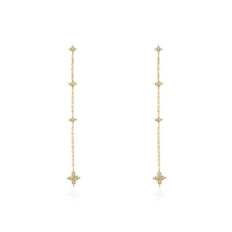 Boucles D'oreilles Pendantes Ziha Plaqué Or Jaune Oxyde De Zirconium - Boucles d'oreilles fantaisie Femme | Histoire d’Or
