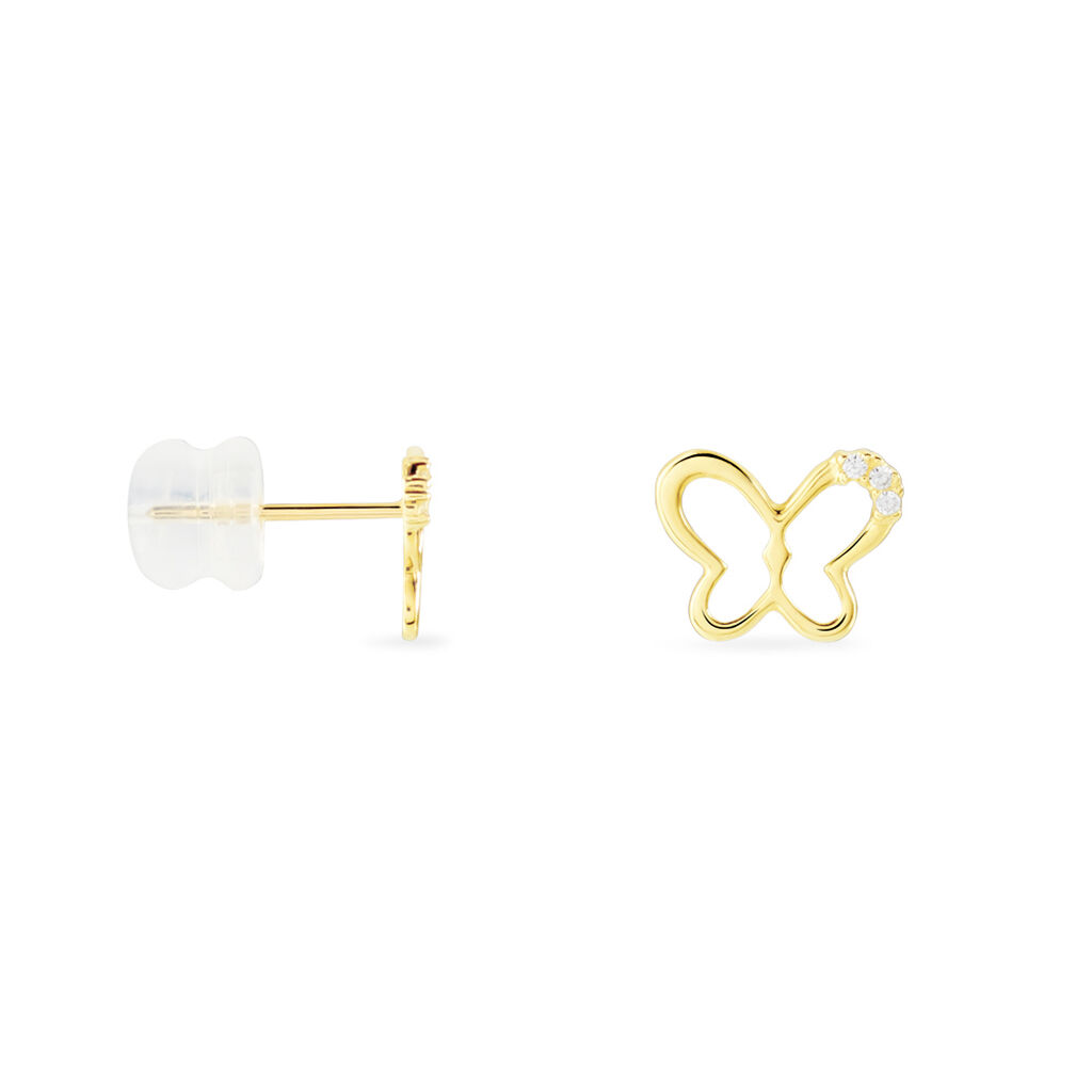 Boucles D'oreilles Puces Camomille Or Jaune Oxyde De Zirconium - Clous d'oreilles Enfant | Histoire d’Or