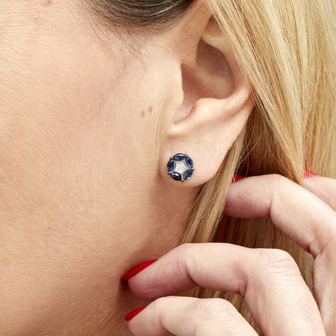 Boucles D'oreilles Puces Milana Or Blanc Saphir Et Diamant - Clous d'oreilles Femme | Histoire d’Or