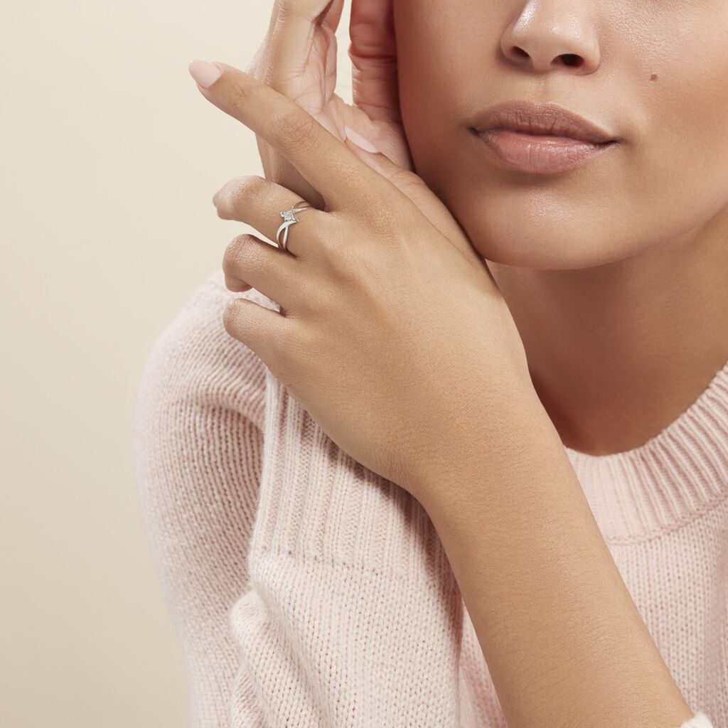 Bague Jone Or Blanc Diamant - Bagues avec pierre Femme | Histoire d’Or