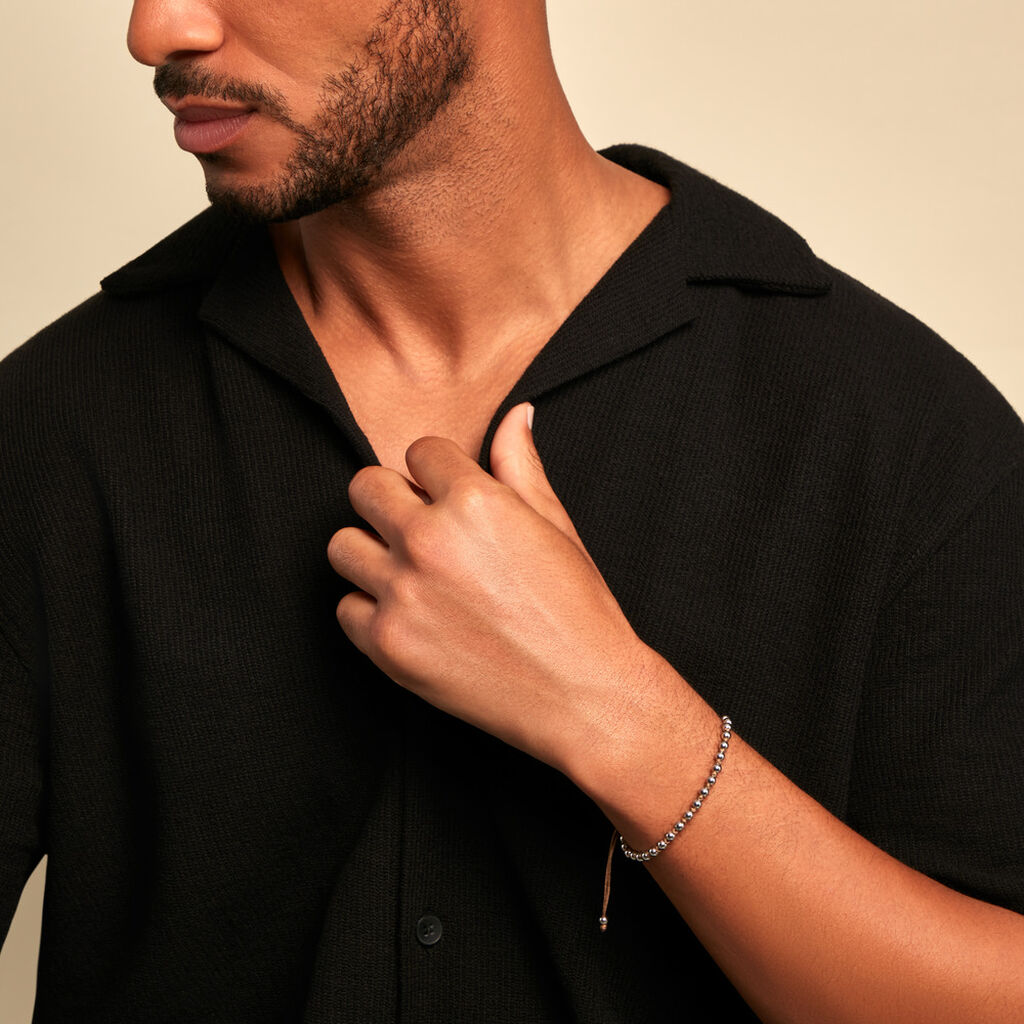 Bracelet Henrik Acier Blanc - Bracelets cordon Homme | Histoire d&rsquo;Or
