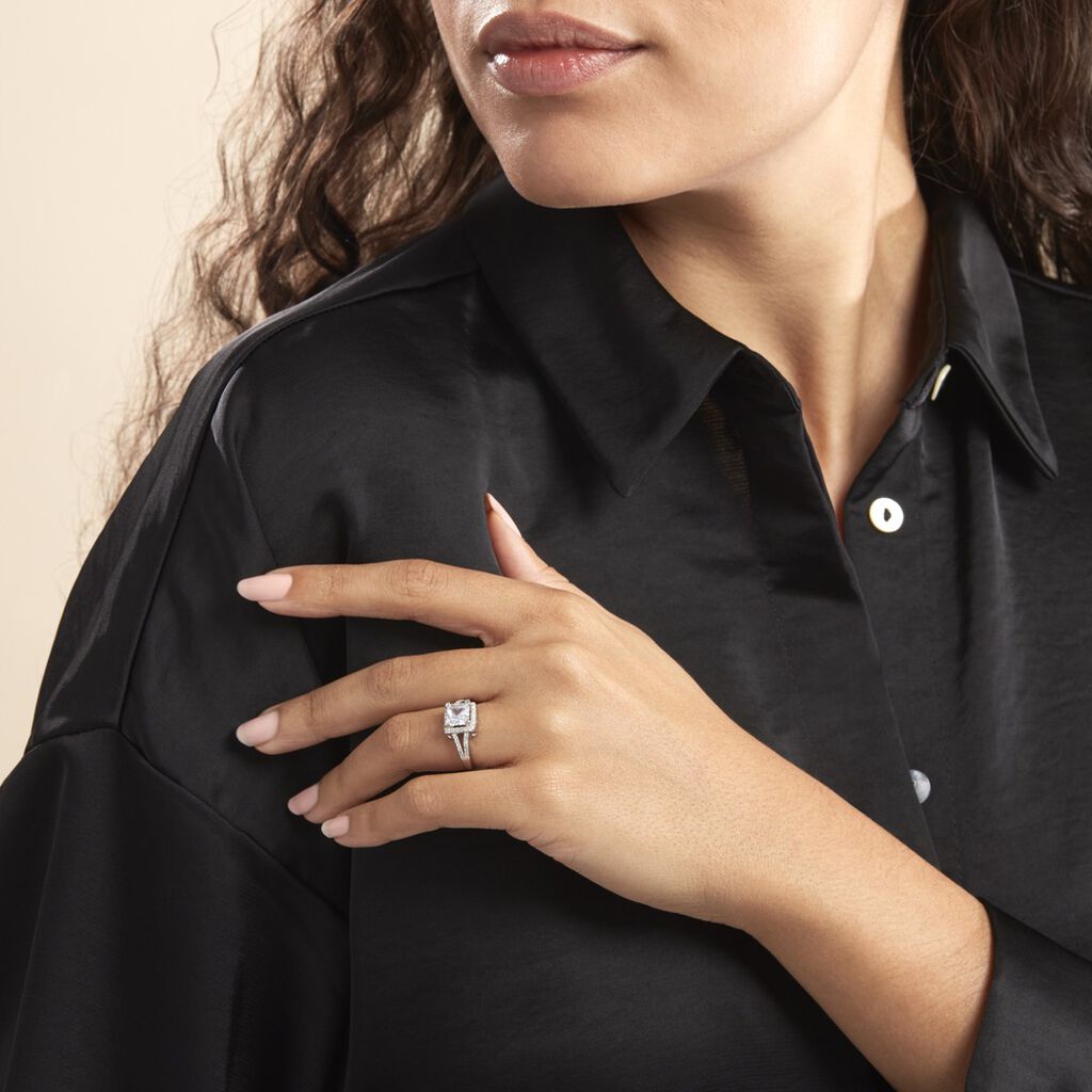 Bague Solitaire Wilona Argent Blanc Oxyde De Zirconium - Bagues solitaires Femme | Histoire d’Or
