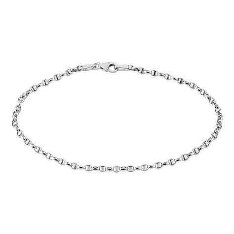Bracelet Capucin Or Blanc Maille Marine Plate - Bracelets chaîne Femme | Histoire d’Or