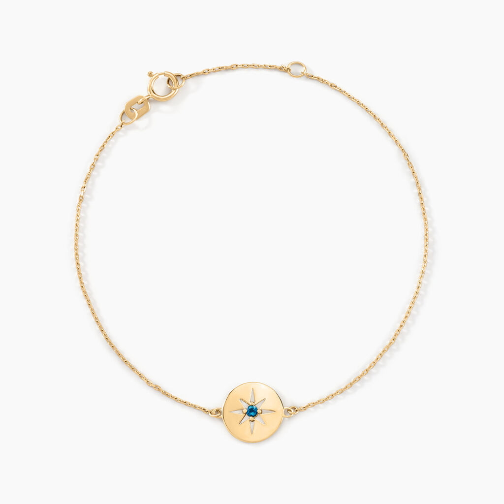 Bracelet Or Jaune Evening Star Topaze Bleu London - Bracelets Femme | Histoire d’Or