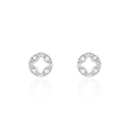 Boucles D'oreilles Puces Luciana Or Blanc Diamant - Clous d'oreilles Femme | Histoire d’Or