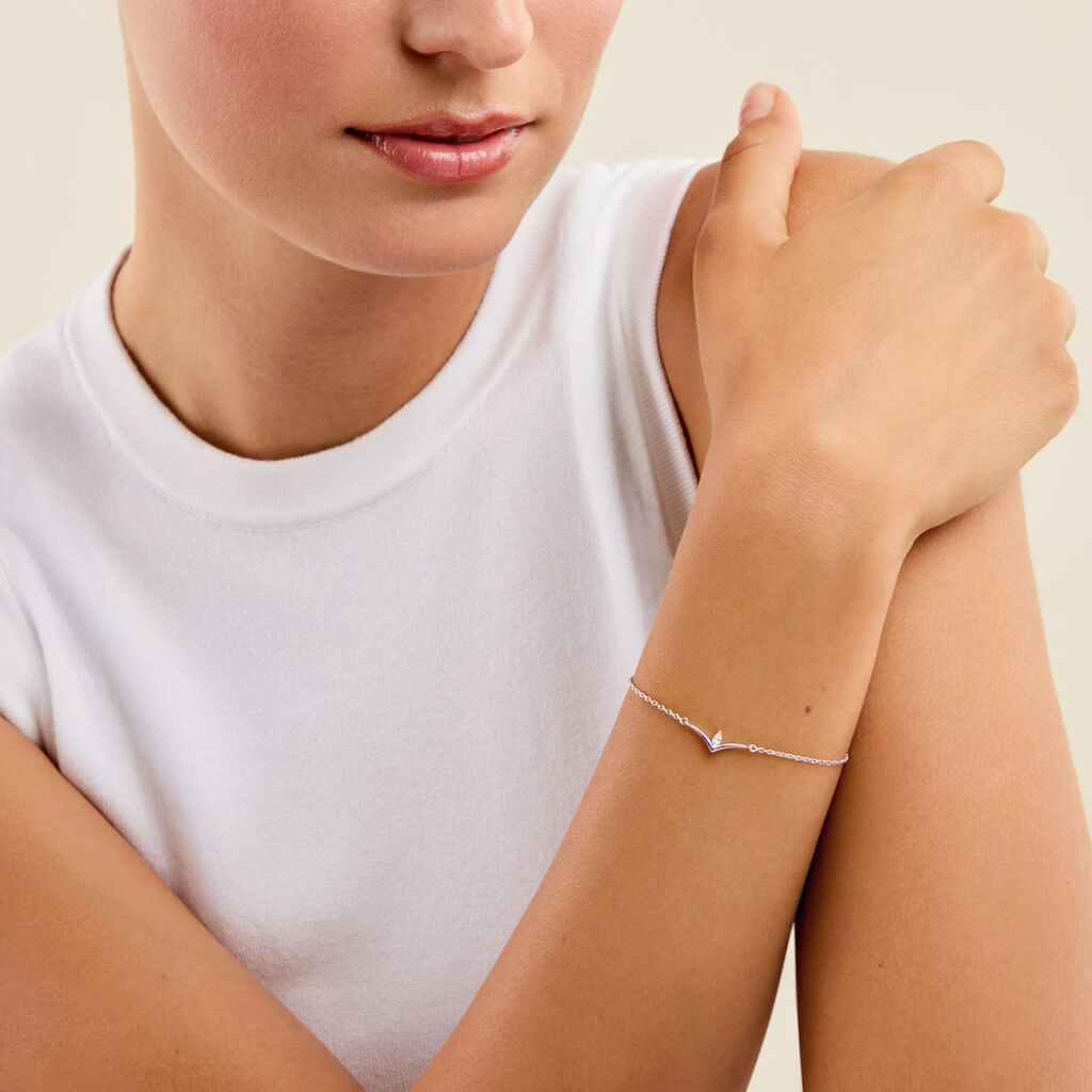 Bracelet Aile De Mouette Argent Blanc Oxyde De Zirconium - Bracelets Pierre Femme | Histoire d&rsquo;Or