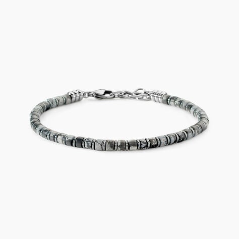 Bracelet Jourdan Acier Blanc Obsidienne H&eacute;matite - Bracelets Homme | Histoire d&rsquo;Or