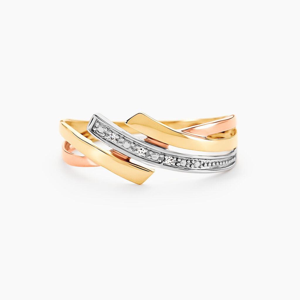Bague Ainhoa Or Tricolore Diamant - Bagues avec pierre Femme | Histoire d&rsquo;Or