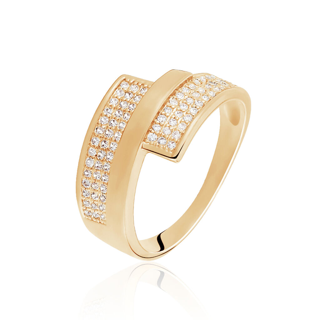  Bague  Alsace Plaque  Or Jaune Oxyde De Zirconium 
