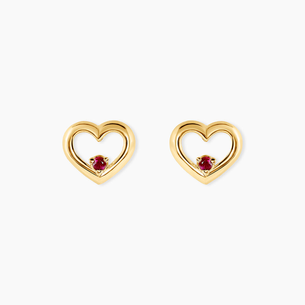 Boucles D'oreilles Puces Martella Or Jaune Rubis - Clous d'oreilles Femme | Histoire d&rsquo;Or