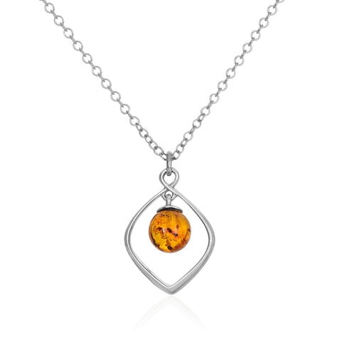 Collier Iva Argent Blanc Ambre - Colliers fantaisie Femme | Histoire d&rsquo;Or