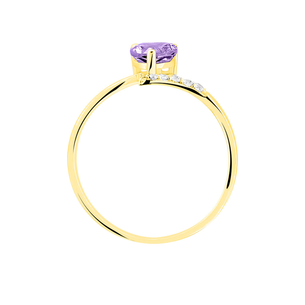 Bague Eva Or Jaune Amethyste Et Diamant - Bagues solitaires Femme | Histoire d&rsquo;Or