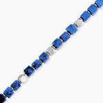 Bracelet Cusco Acier Blanc Lapis Lazuli - Bracelets cordon Homme | Histoire d&rsquo;Or