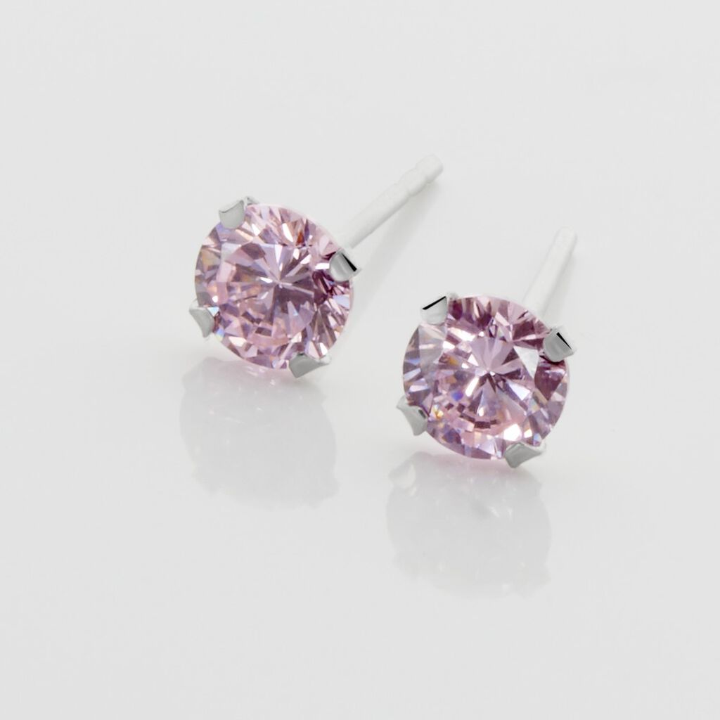 Boucles D'oreilles Puces Or Blanc Oxydes De Zirconium - Clous d'oreilles Femme | Histoire d’Or