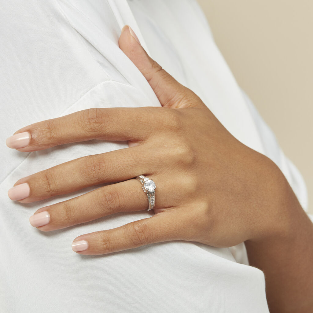 Bague Solitaire Mady Argent Blanc Oxyde De Zirconium - Bagues solitaires Femme | Histoire d’Or