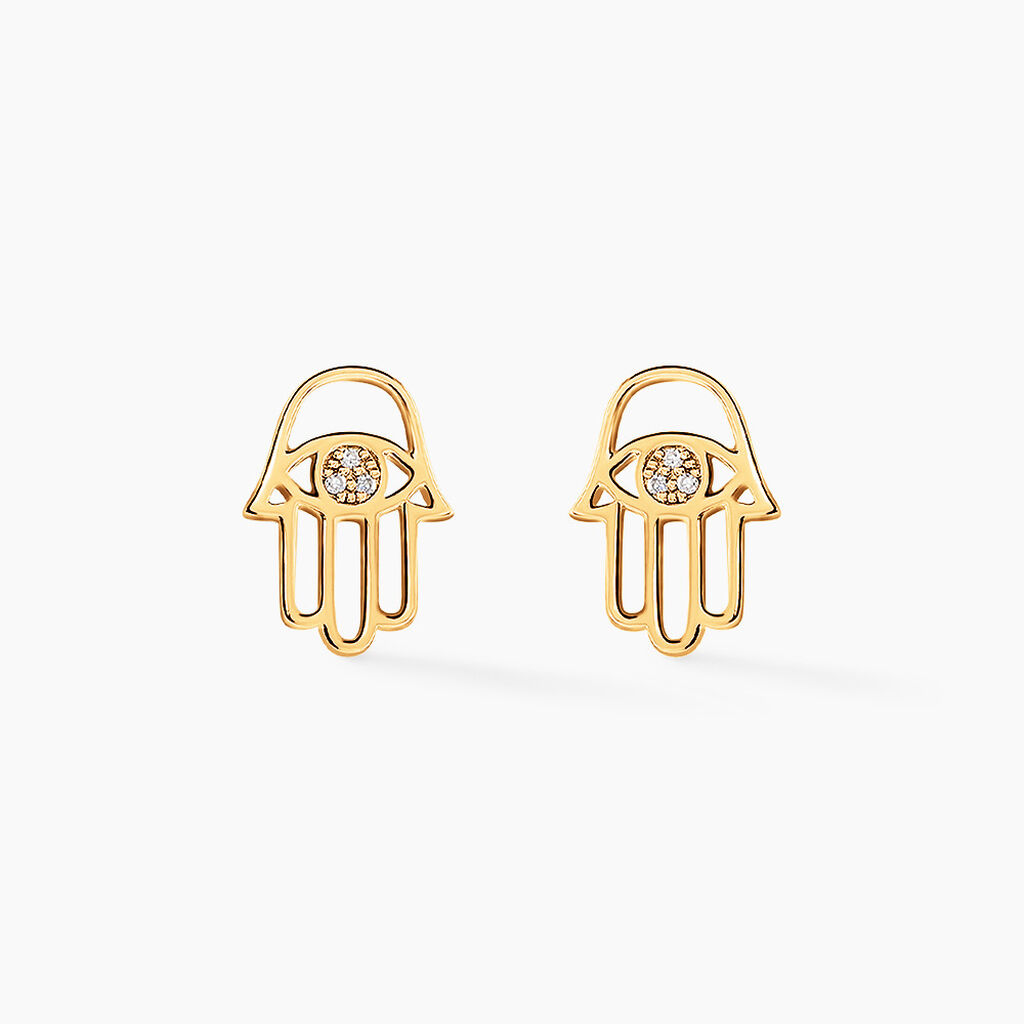 Boucles D'oreilles Puces Jamal Or Jaune Diamant - Clous d'oreilles Femme | Histoire d&rsquo;Or