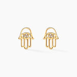 Boucles D'oreilles Puces Jamal Or Jaune Diamant - Clous d'oreilles Femme | Histoire d&rsquo;Or