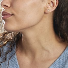 Boucles D'oreilles Puces Or Jaune Fragaria Oxydes - Clous d'oreilles Femme | Histoire d’Or