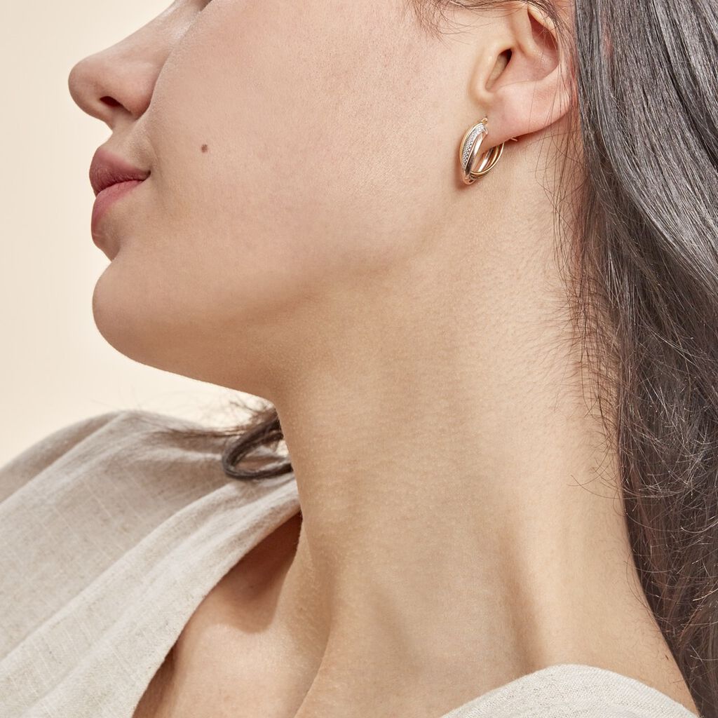 Créoles Hermande Or Tricolore - Boucles d'oreilles créoles Femme | Histoire d’Or