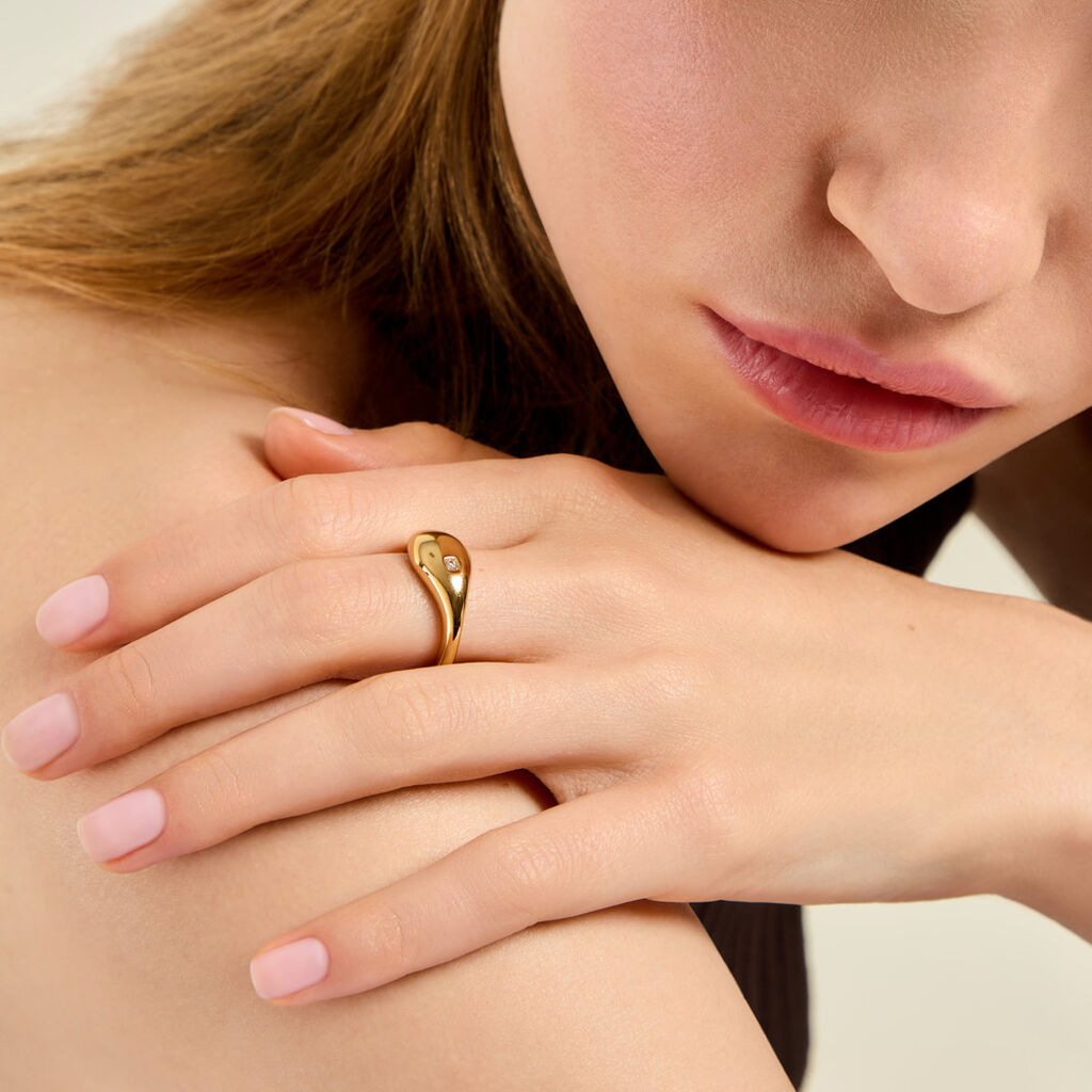Bague Sara&iuml; Acier Jaune Oxyde De Zirconium - Bagues avec pierre Femme | Histoire d&rsquo;Or