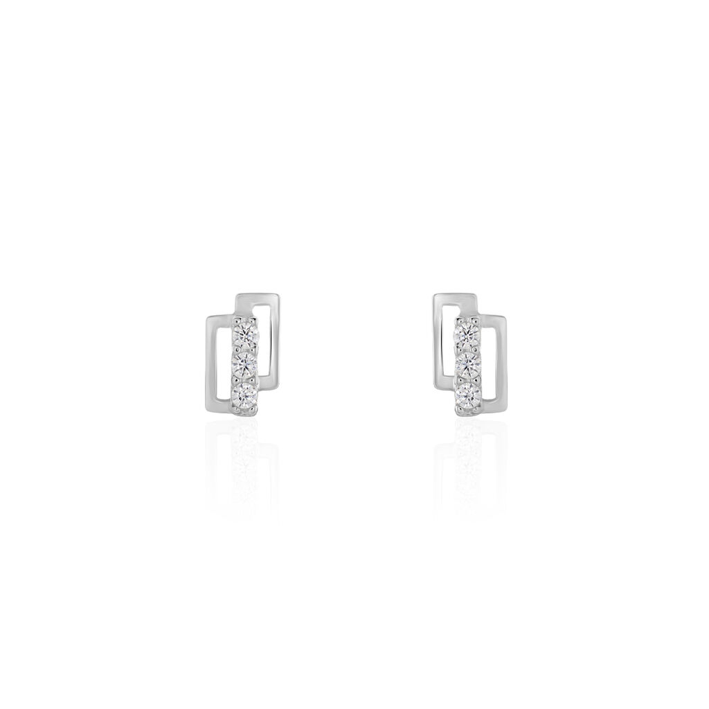 Boucles D'oreilles Puces Youssa Barrettes Or Blanc Oxyde De Zirconium - Clous d'oreilles Femme | Histoire d’Or