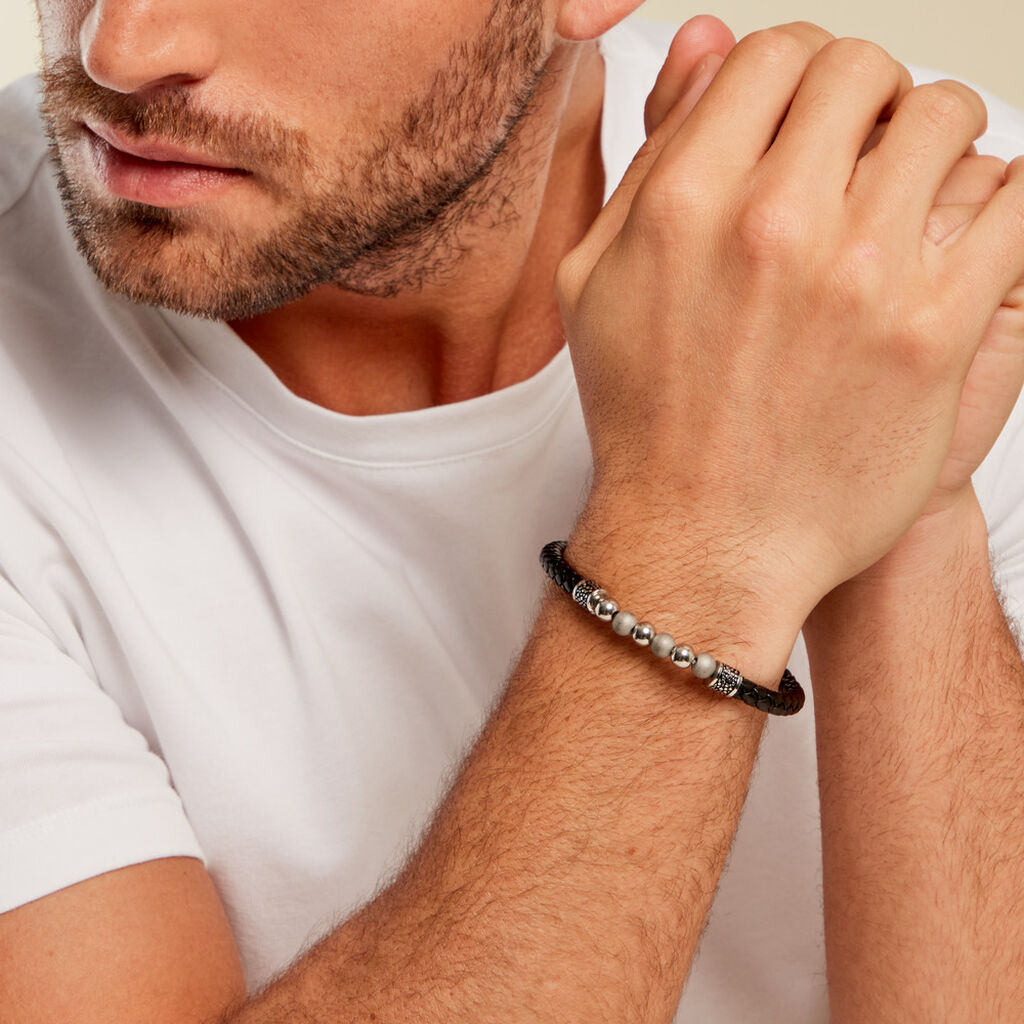 Bracelet Jourdan Pheonix Cuir Noir - Bracelets Homme | Histoire d’Or