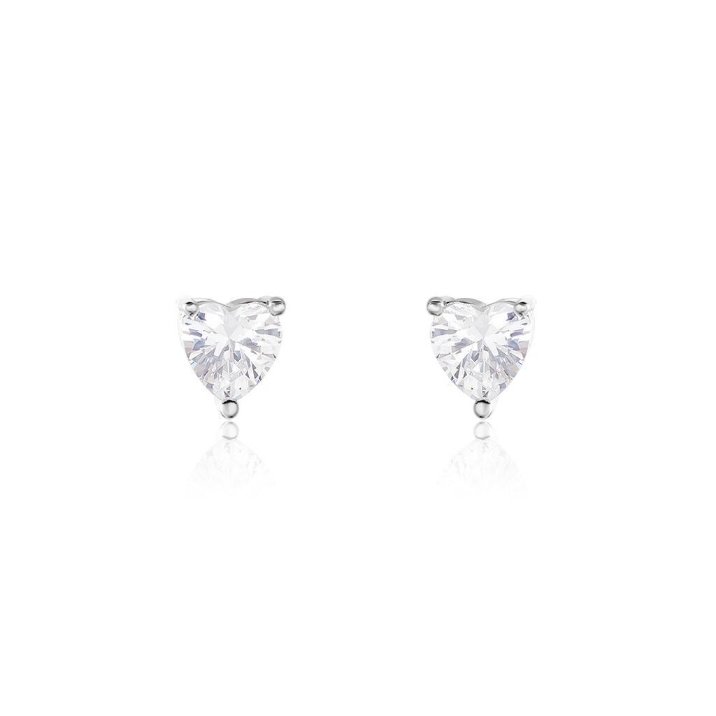 Boucles D'oreilles Puces Breana Argent Blanc Oxyde De Zirconium - Boucles d'oreilles fantaisie Femme | Histoire d&rsquo;Or