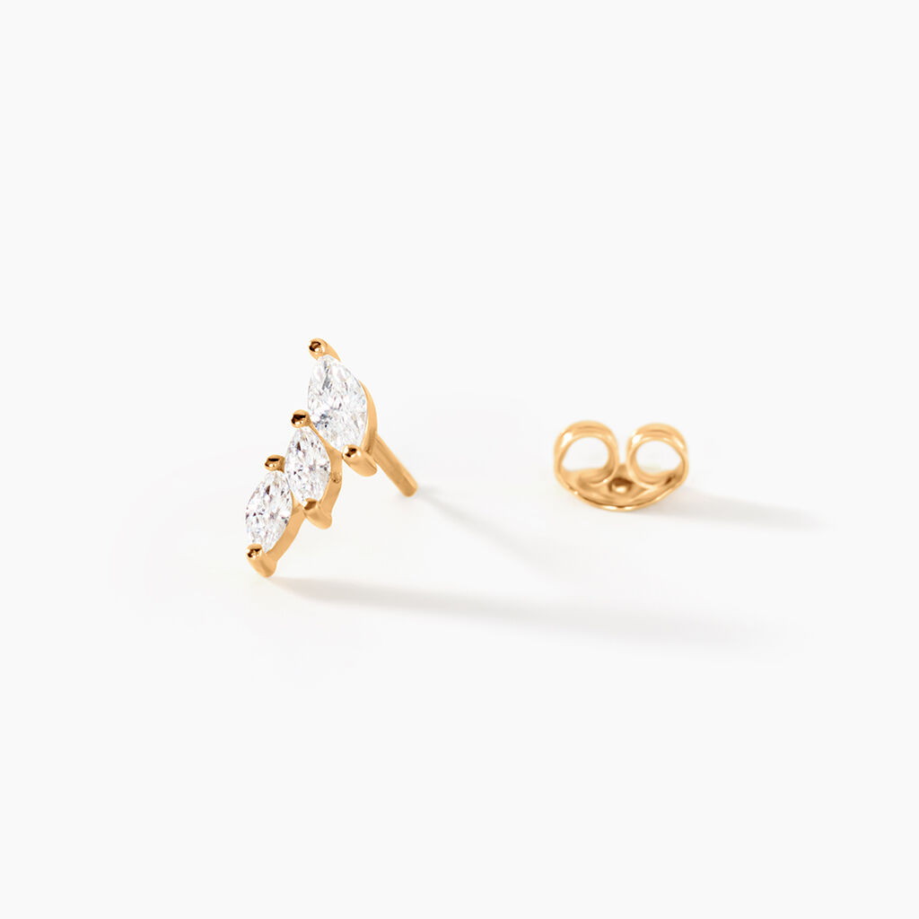 Boucles D'Oreilles Puces Amazone Plaqu&eacute; Or Jaune Oxyde De Zirconium - Boucles d'oreilles fantaisie Femme | Histoire d&rsquo;Or