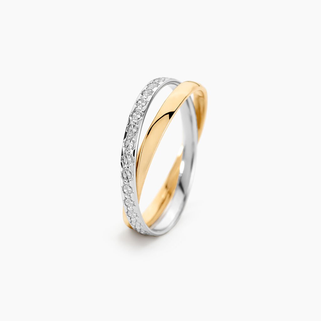 Alliance Double Anneaux Ruban Plat Or Bicolore - Alliances Unisex | Histoire d&rsquo;Or