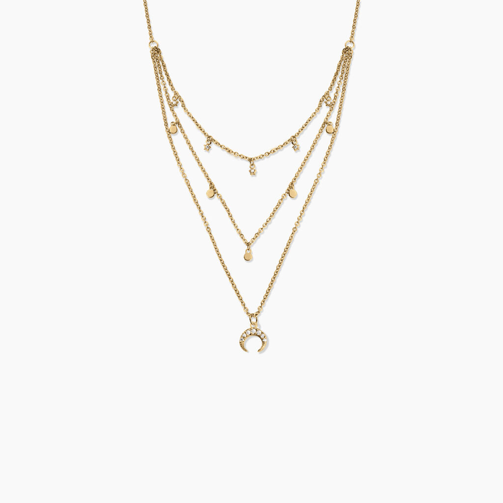 Collier Sadhba Plaqué Or Jaune Oxyde De Zirconium - Colliers doubles et triples chaînes Femme | Histoire d’Or