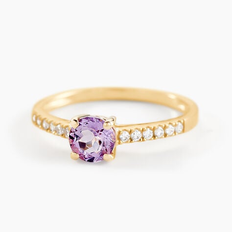 Bague Or Jaune Manon Am&eacute;thyste - Bagues solitaires Femme | Histoire d&rsquo;Or