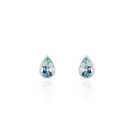 Boucles D'oreilles Puces Fassia Or Blanc Topaze - Clous d'oreilles Femme | Histoire d’Or
